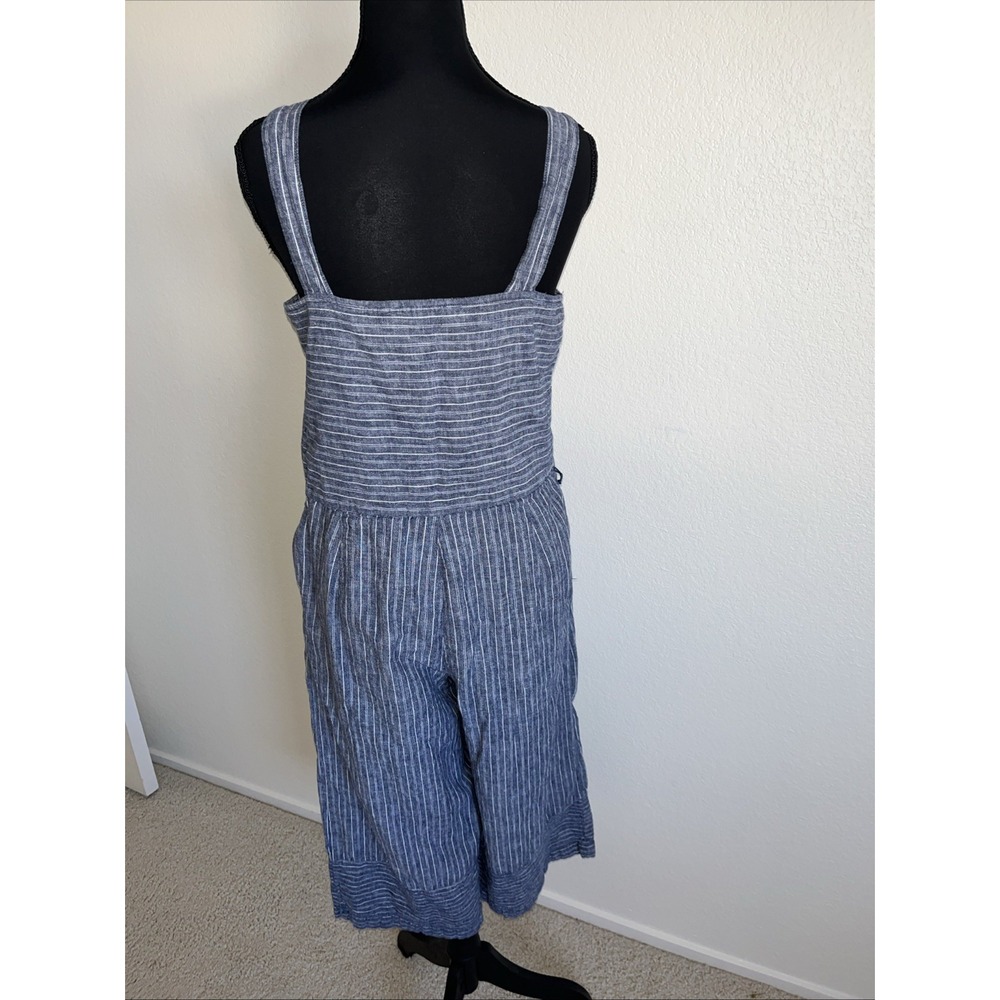 Beach Lunch Lounge Striped Linen Cotton‎ Blend Jumpsuit Size S Wide Leg Pockets - Picture 5 of 8